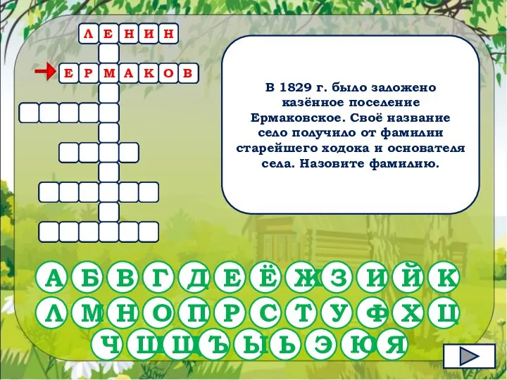 В 1829 г. было заложено казённое поселение Ермаковское. Своё название село получило