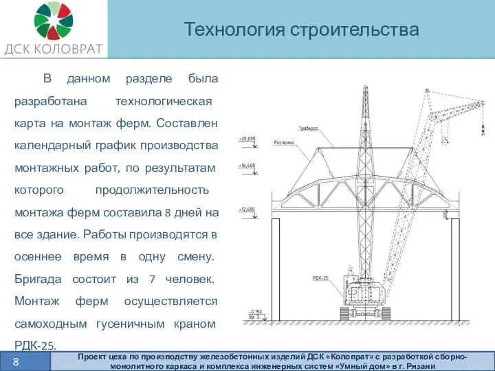 Технология строительства 8 Проект цеха по производству железобетонных изделий ДСК «Коловрат» с