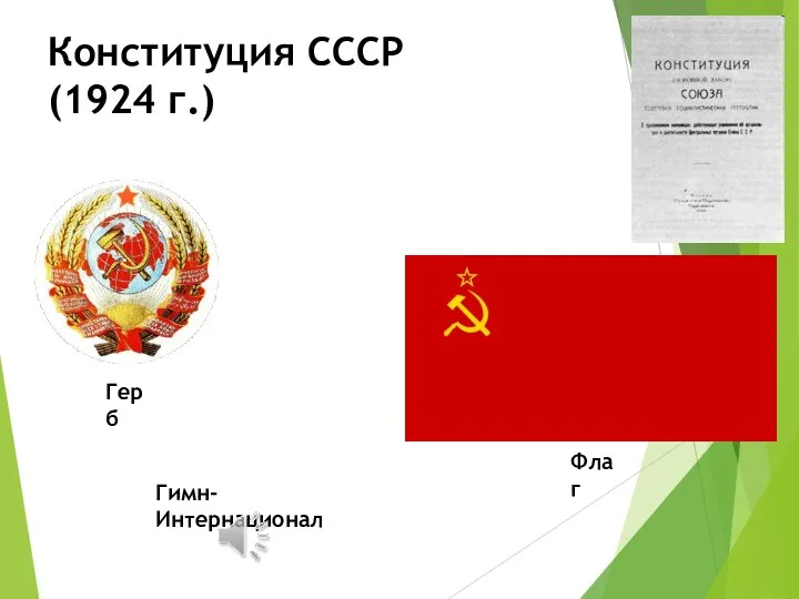 Конституция СССР (1924 г.) Герб Флаг Гимн-Интернационал