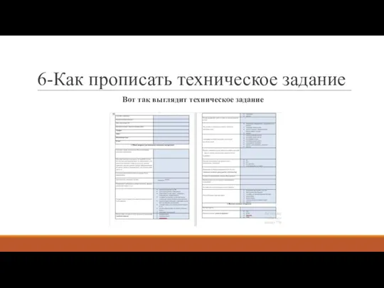 6-Как прописать техническое задание Вот так выглядит техническое задание