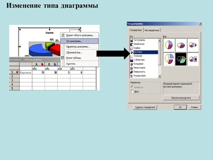 Изменение типа диаграммы