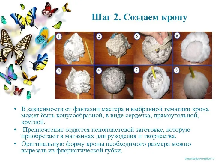 Шаг 2. Создаем крону В зависимости от фантазии мастера и выбранной тематики