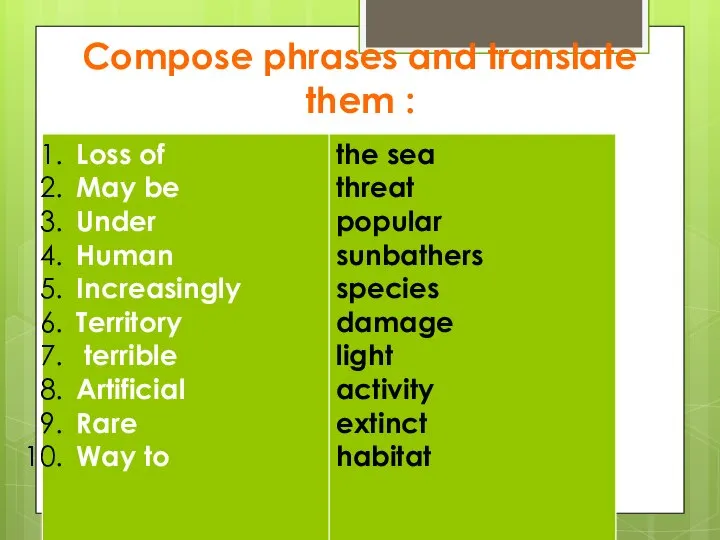 Compose phrases and translate them :