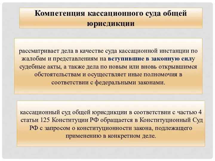 Компетенция кассационного суда общей юрисдикции рассматривает дела в качестве суда кассационной инстанции