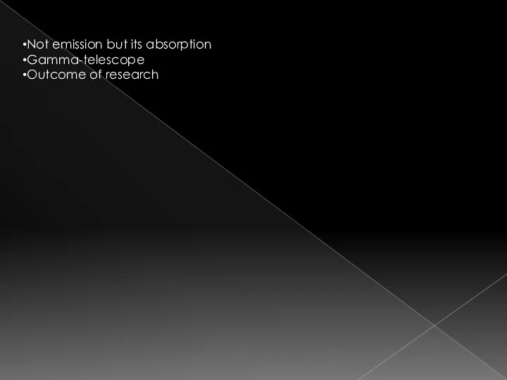 Not emission but its absorption Gamma-telescope Outcome of research