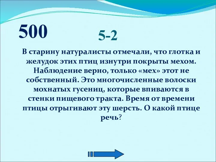 5-2 В старину натуралисты отмечали, что глотка и желудок этих птиц изнутри