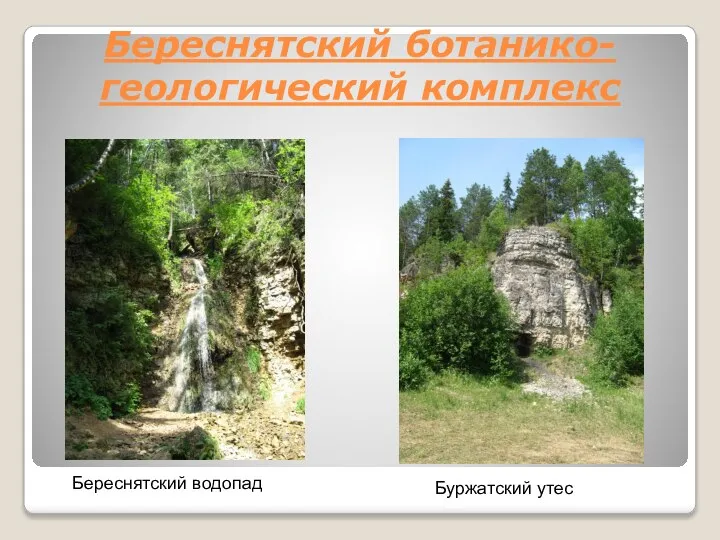 Береснятский ботанико-геологический комплекс Береснятский водопад Буржатский утес