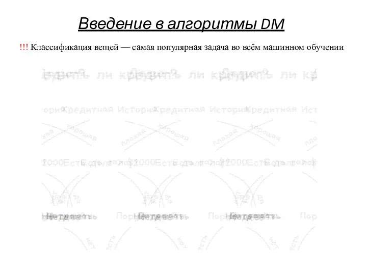 Введение в алгоритмы DM !!! Классификация вещей — самая популярная задача во всём машинном обучении