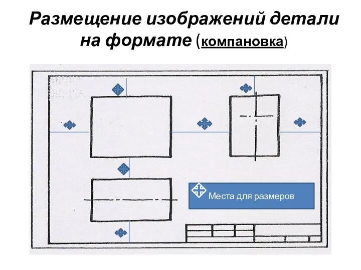 Размещение изображений детали на формате (компановка) Места для размеров Места для размеров