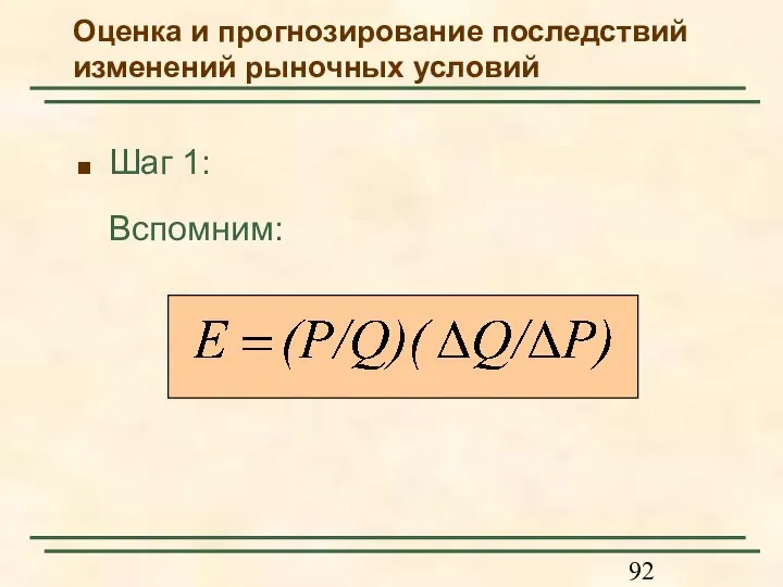 Шаг 1: Вспомним: Оценка и прогнозирование последствий изменений рыночных условий