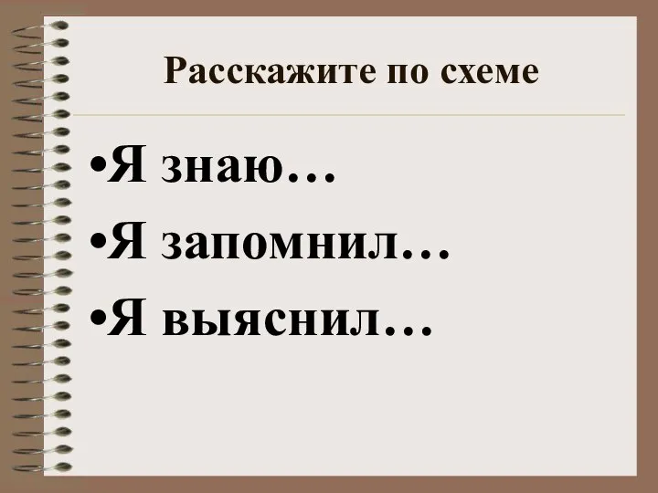 Расскажите по схеме Я знаю… Я запомнил… Я выяснил…