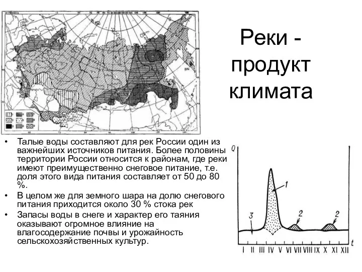 Реки - продукт климата Талые воды составляют для рек России один из