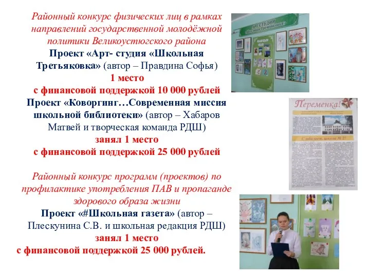 Районный конкурс физических лиц в рамках направлений государственной молодёжной политики Великоустюгского района