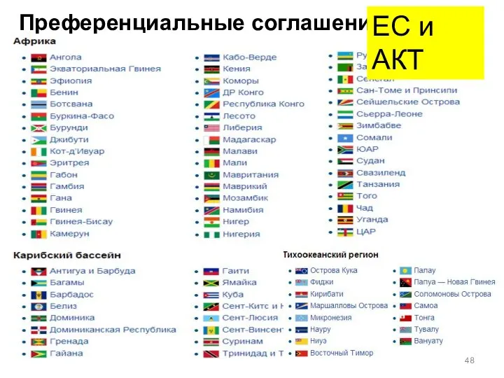 Преференциальные соглашения ЕС и АКТ