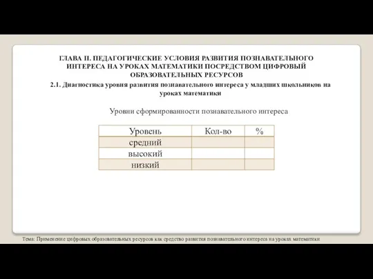 Тема: Применение цифровых образовательных ресурсов как средство развития познавательного интереса на уроках