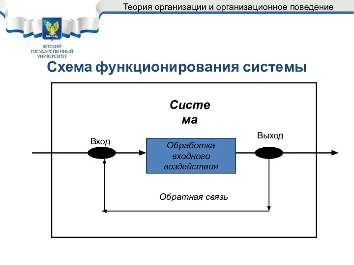 Схема функционирования системы Теория организации и организационное поведение