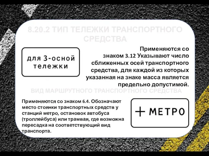 сс ВИД МАРШРУТНОГО ТРАНСПОРТНОГО СРЕДСТВА Применяются со знаком 6.4. Обозначают место стоянки