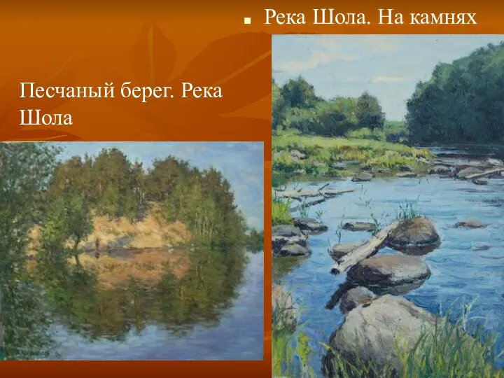 Река Шола. На камнях Песчаный берег. Река Шола