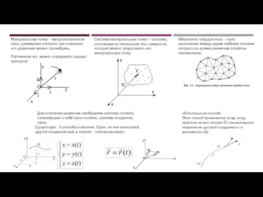 Материальная точка – микроскопическое тело, размерами которого при описании его движения можно