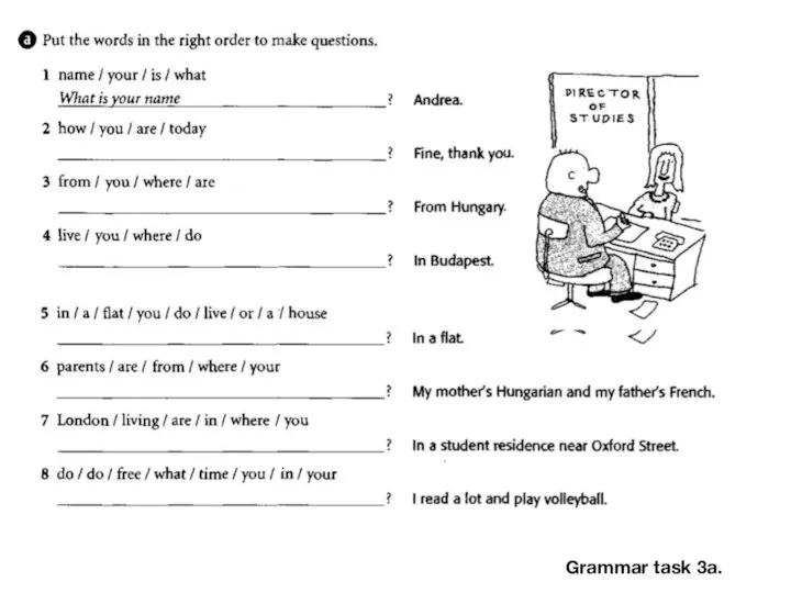 Grammar task 3a.