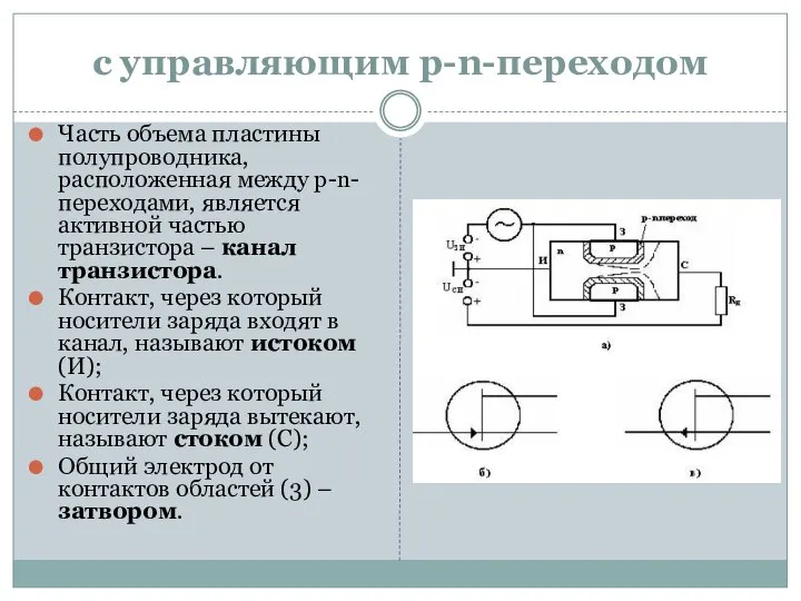 с управляющим p-n-переходом Часть объема пластины полупроводника, расположенная между p-n-переходами, является активной