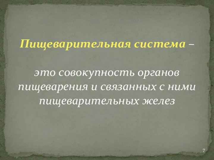 Пищеварительная система – это совокупность органов пищеварения и связанных с ними пищеварительных желез