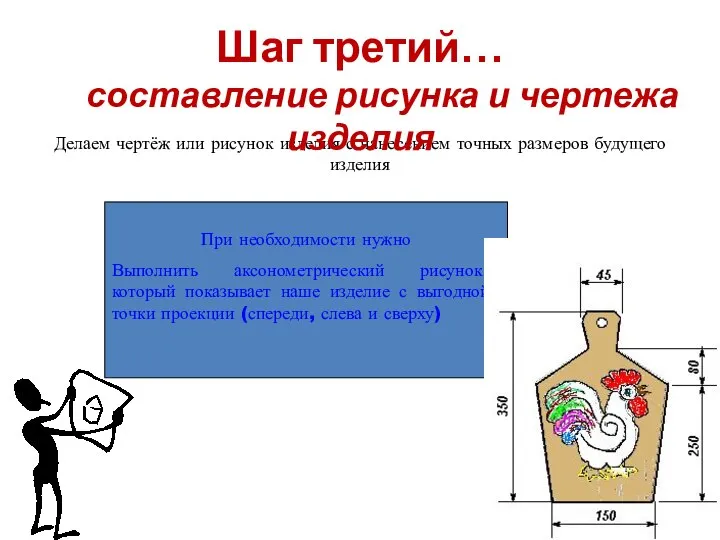 При необходимости нужно Выполнить аксонометрический рисунок, который показывает наше изделие с выгодной