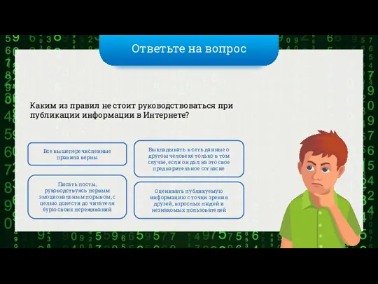 Ответьте на вопрос Каким из правил не стоит руководствоваться при публикации информации