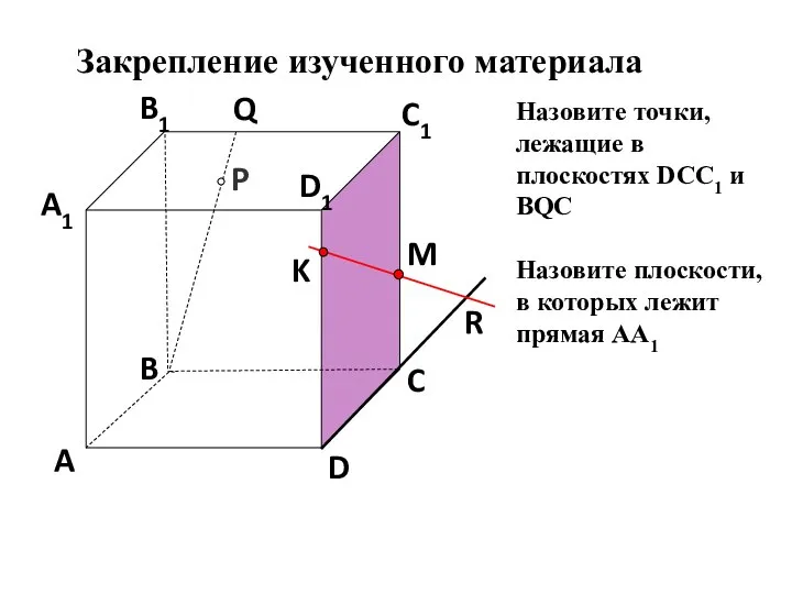 P A B C D A1 B1 C1 D1 R M K