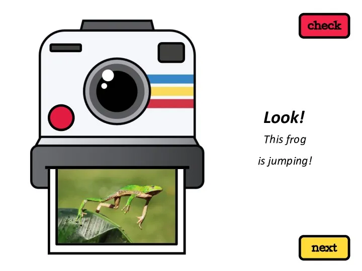 next check This frog is jumping! Look!