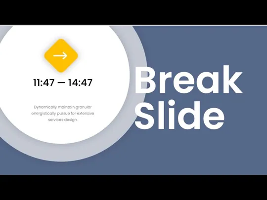 Break Slide 11:47 — 14:47 Dynamically maintain granular energistically pursue for extensive services design.
