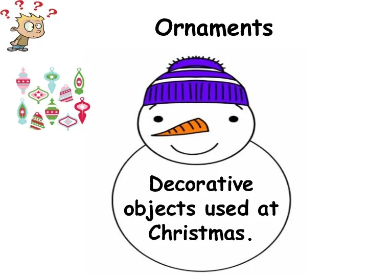 Decorative objects used at Christmas. Ornaments