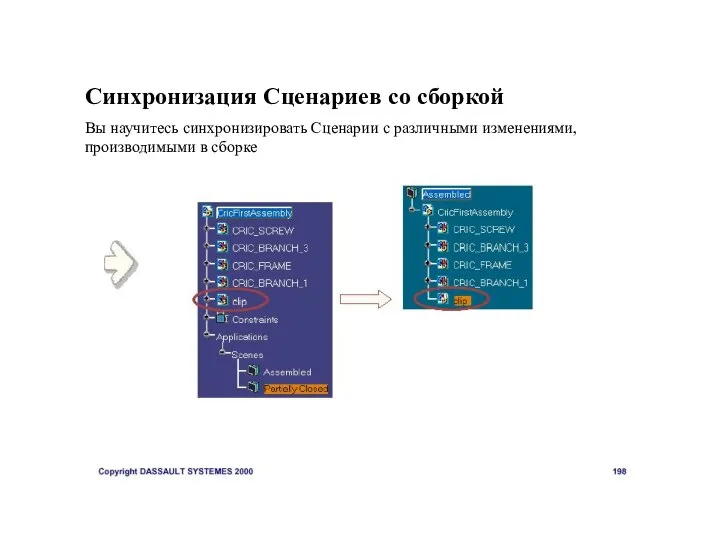 Синхронизация Сценариев со сборкой Вы научитесь синхронизировать Сценарии с различными изменениями, производимыми в сборке