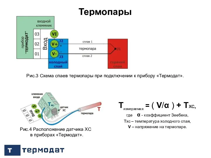 / 13 Термопары / 23 Рис.3 Схема спаев термопары при подключении к