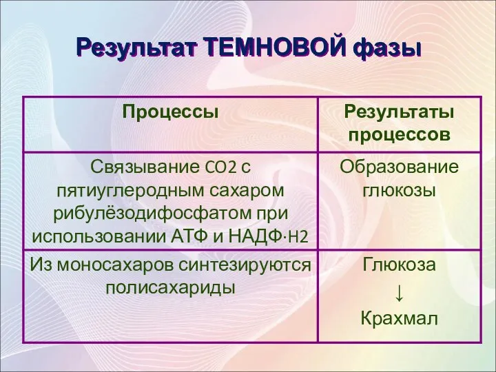 Результат ТЕМНОВОЙ фазы