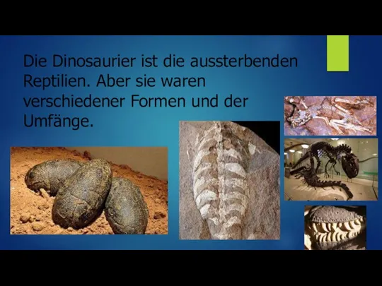 Die Dinosaurier ist die aussterbenden Reptilien. Aber sie waren verschiedener Formen und der Umfänge.