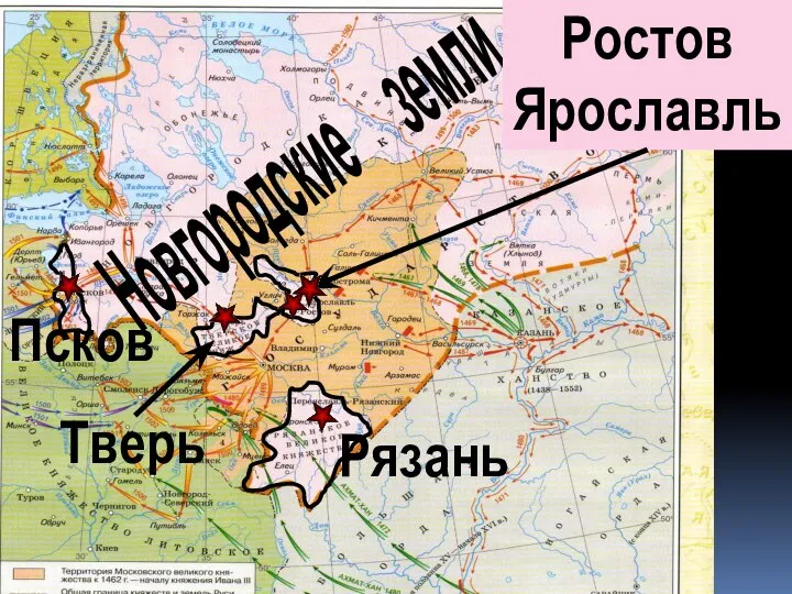 Новгородские земли Тверь Псков Рязань Ростов Ярославль