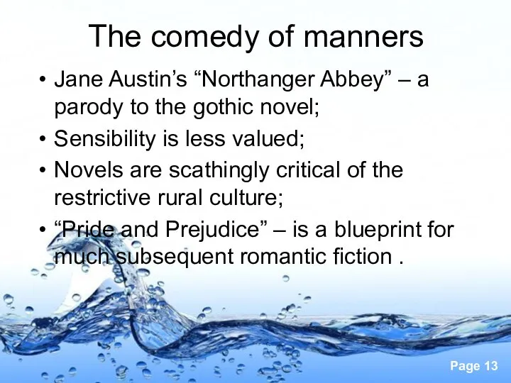 The comedy of manners Jane Austin’s “Northanger Abbey” – a parody to