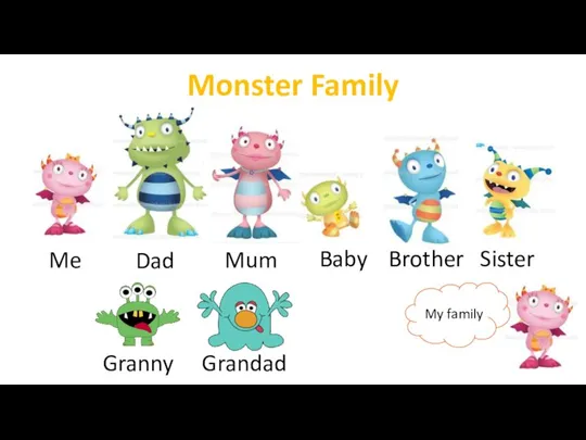 Monster Family Mum Dad Brother Sister Granny Grandad Me Baby My family