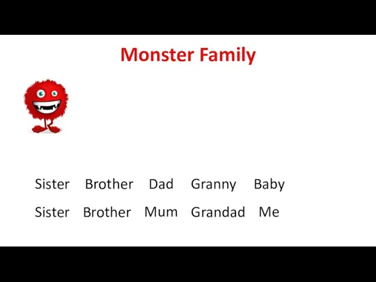 Monster Family Mum Dad Sister Brother Brother Sister Granny Grandad Me Baby