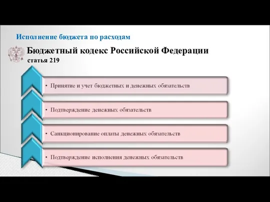 Исполнение бюджета по расходам Бюджетный кодекс Российской Федерации статья 219