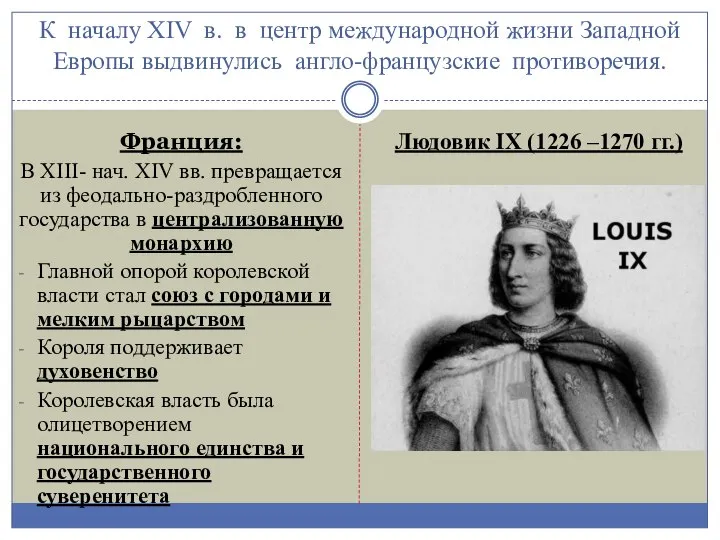 К началу XIV в. в центр международной жизни Западной Европы выдвинулись англо-французские