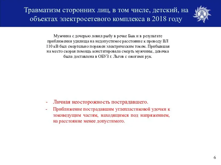 Травматизм сторонних лиц, в том числе, детский, на объектах электросетевого комплекса в