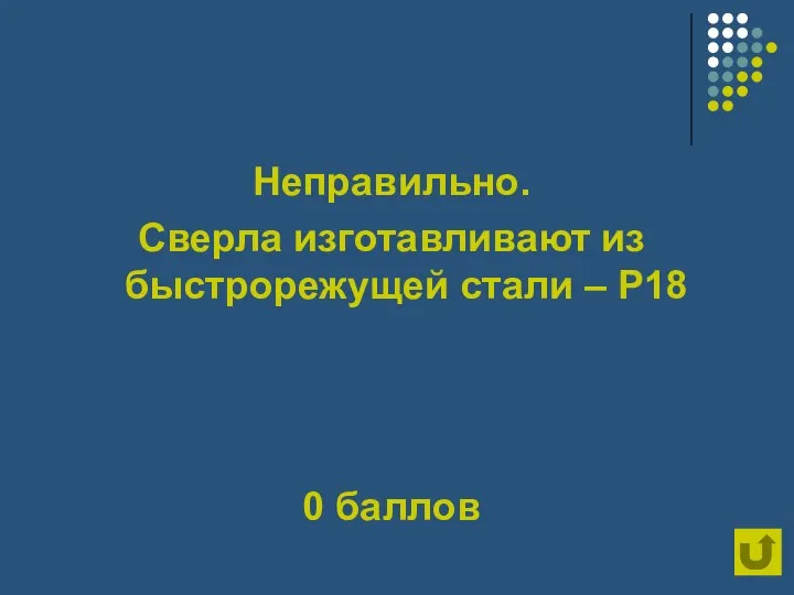 Неправильно. Сверла изготавливают из быстрорежущей стали – Р18 0 баллов