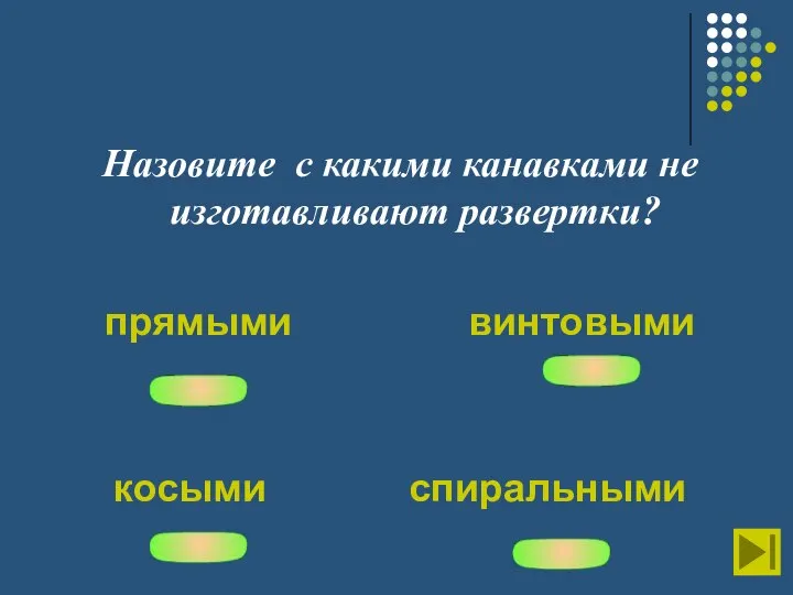 Назовите с какими канавками не изготавливают развертки? прямыми винтовыми косыми спиральными