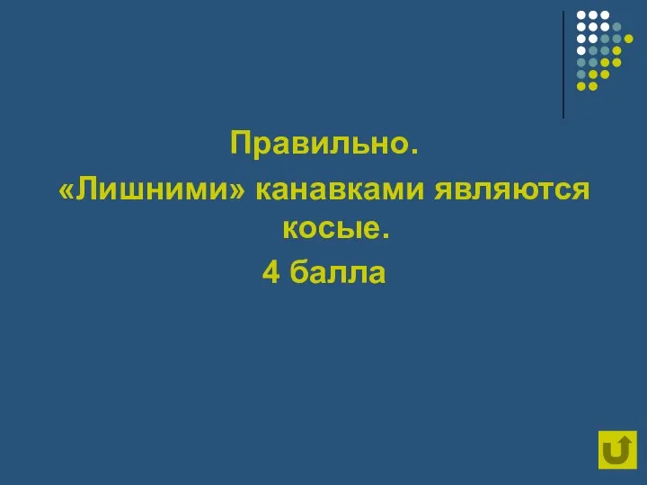 Правильно. «Лишними» канавками являются косые. 4 балла