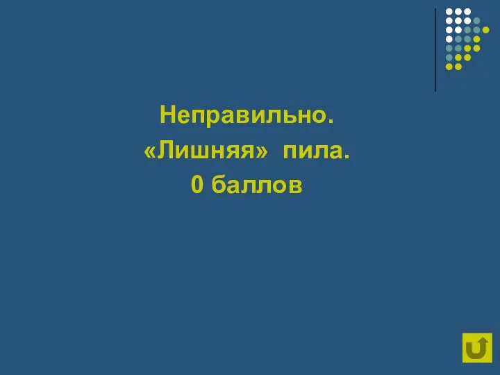 Неправильно. «Лишняя» пила. 0 баллов