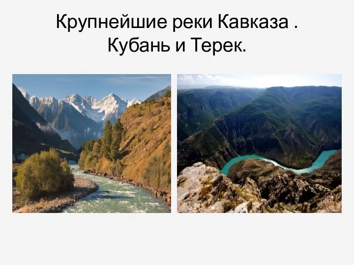 Крупнейшие реки Кавказа . Кубань и Терек.