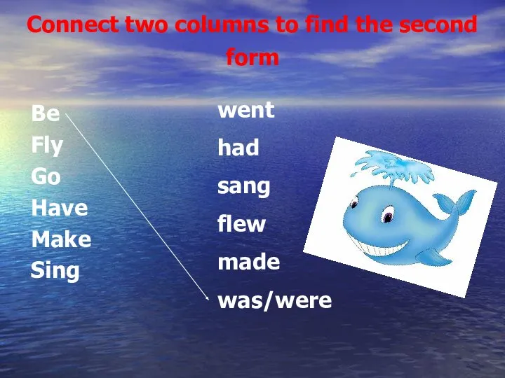 Connect two columns to find the second form Be Fly Go Have
