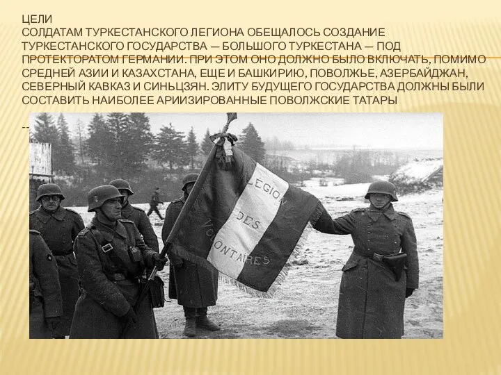 ЦЕЛИ СОЛДАТАМ ТУРКЕСТАНСКОГО ЛЕГИОНА ОБЕЩАЛОСЬ СОЗДАНИЕ ТУРКЕСТАНСКОГО ГОСУДАРСТВА — БОЛЬШОГО ТУРКЕСТАНА —